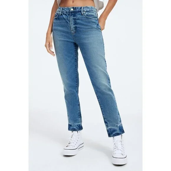 Good American Women's The Weekender Relaxed Fit Straight Leg Indigo339 Jeans - Picture 10 of 15